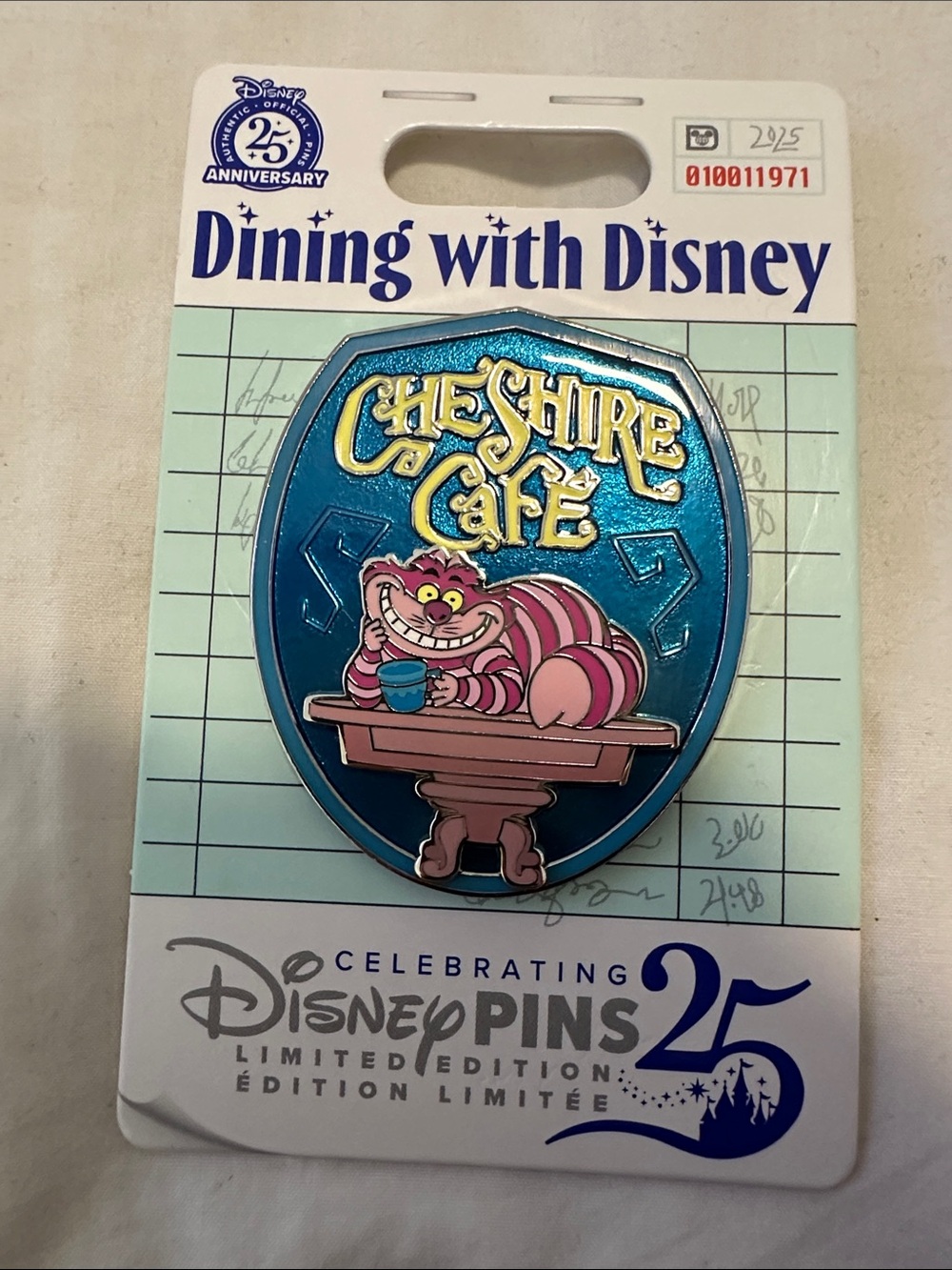 Disney Cheshire Cat Enamel Pin — Teal, Pink & Gold Accents
